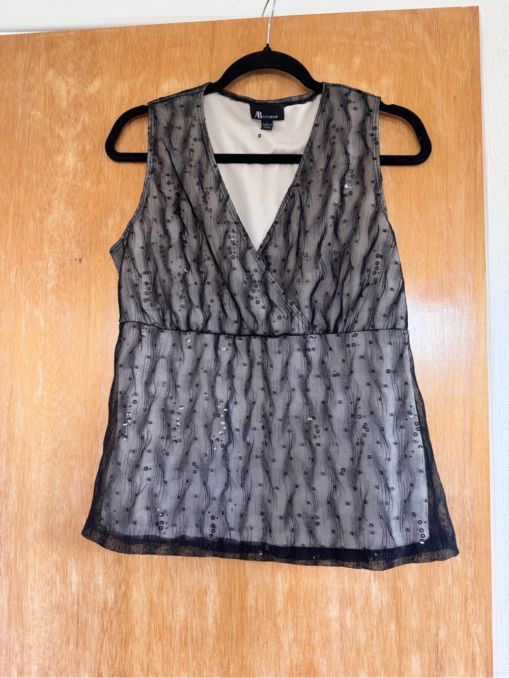 AB Studio Black Lace with sequins and Ivory Dressy Shell